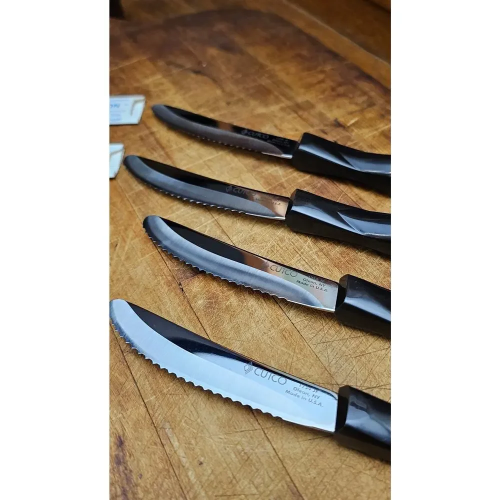 Set of 4 Cutco 1759 Table Knives Double-D Edge Classic Dark Swirl TH Marked USA